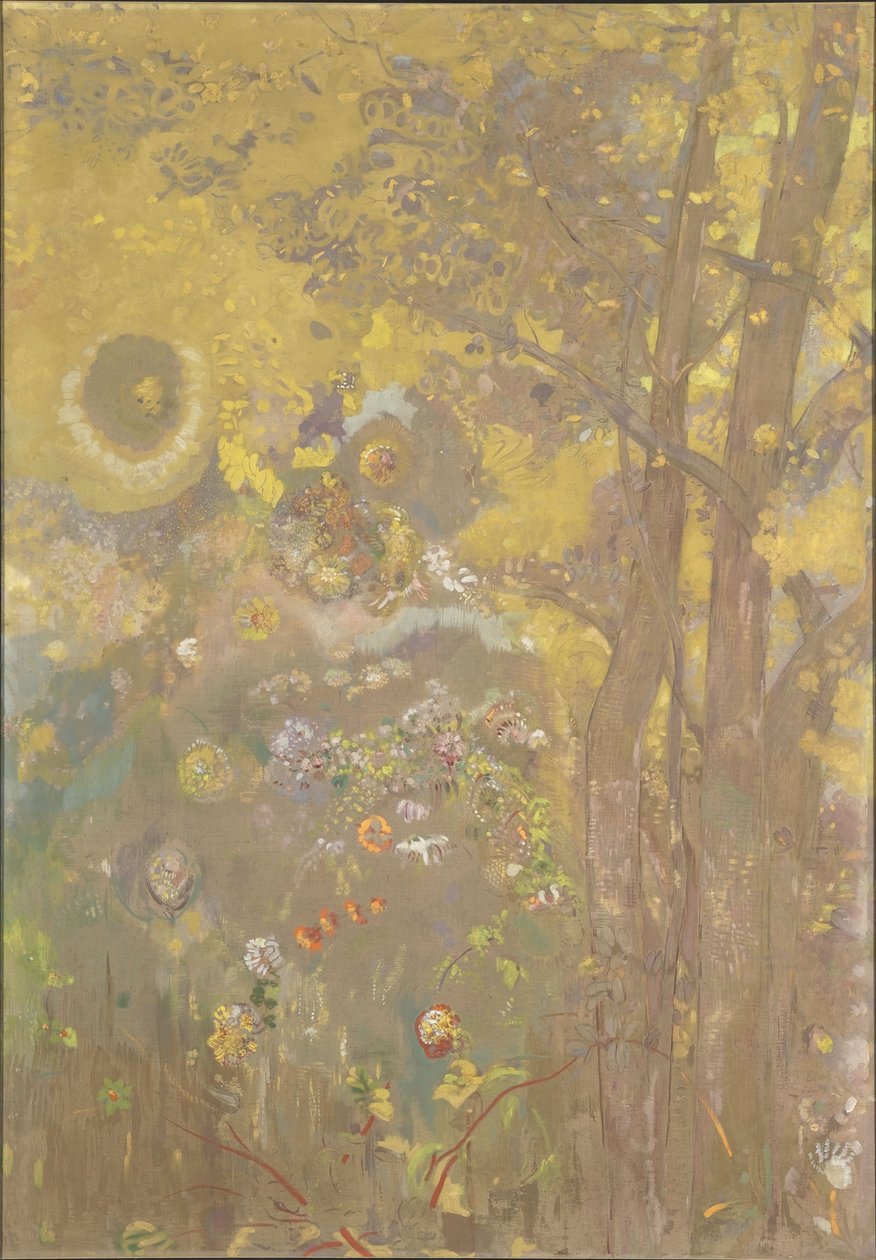 Puita keltaisella taustalla tekijältä Odilon Redon