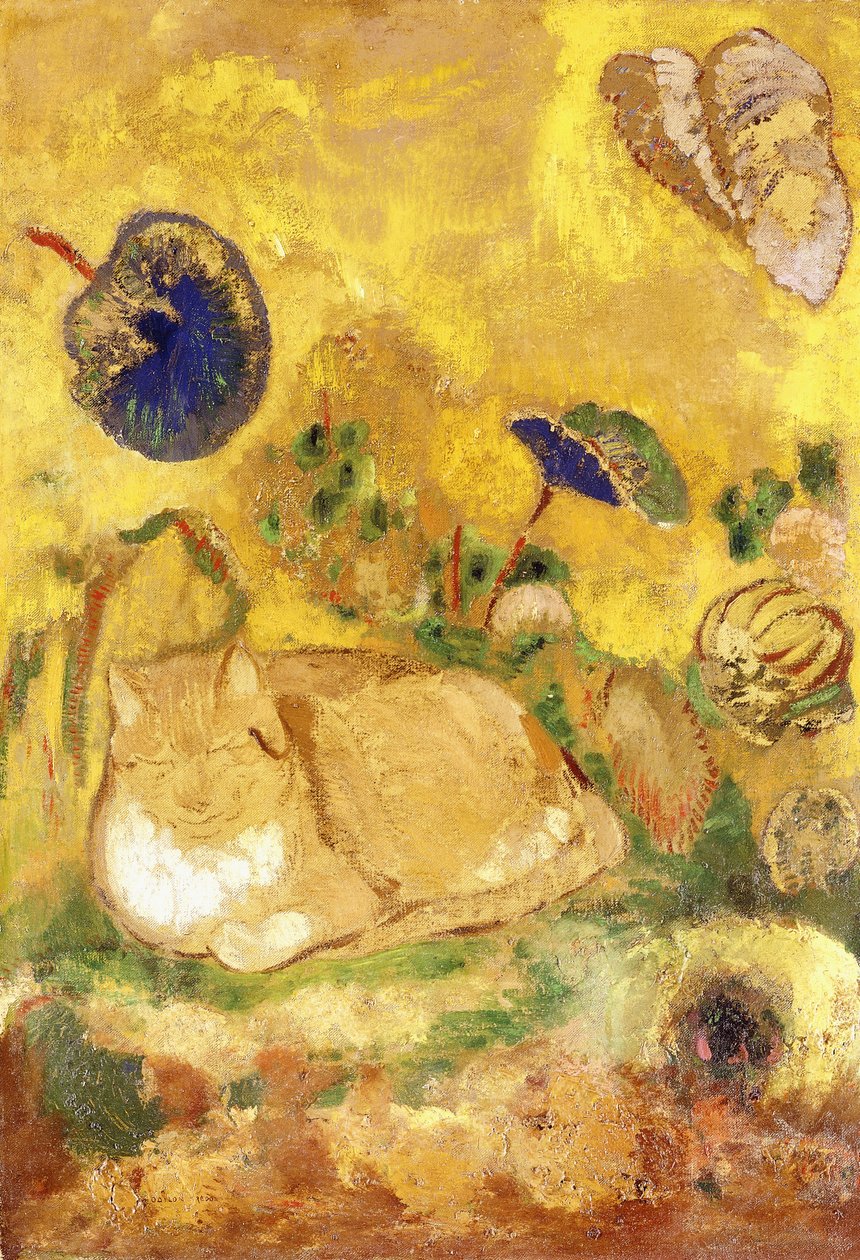 Bazon, taiteilijan kissa; Bazon, taiteilijan kissa, n. 1905 tekijältä Odilon Redon