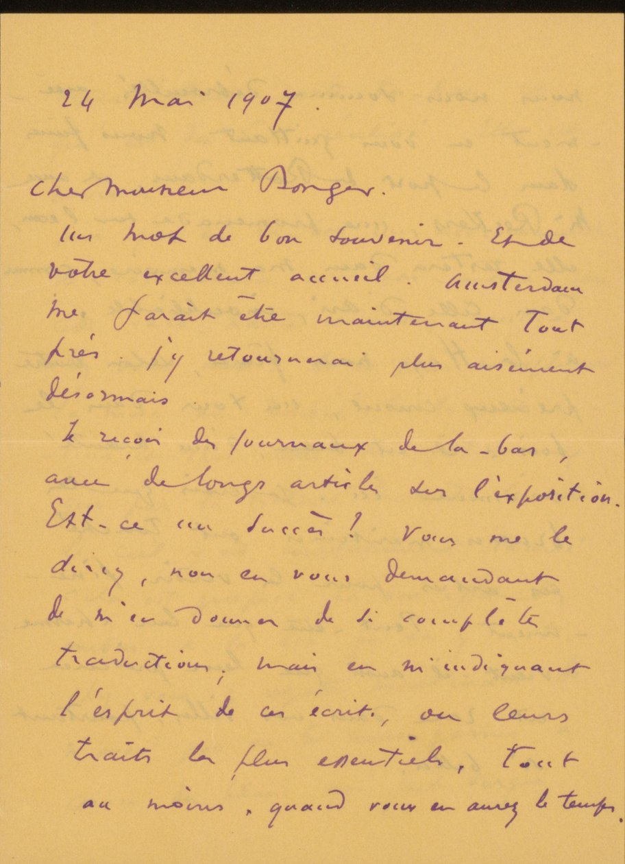 Brief an Andries Bonger tekijältä Odilon Redon