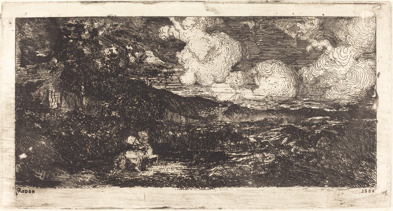Cavalier Galopant (laukkaa ratsastaja) tekijältä Odilon Redon