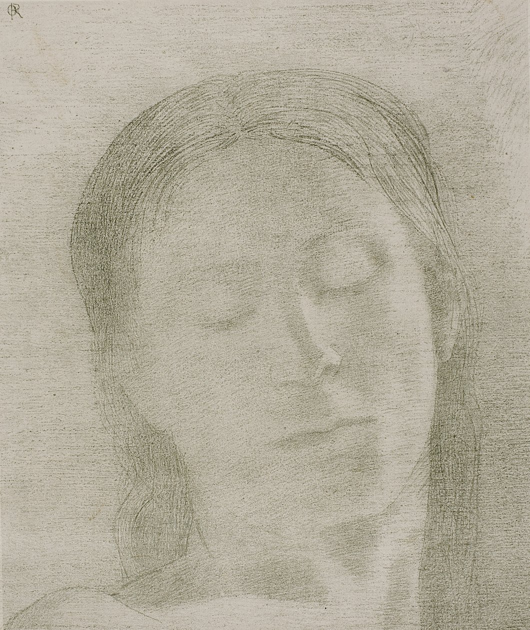 Suljetut silmät, 1890 tekijältä Odilon Redon