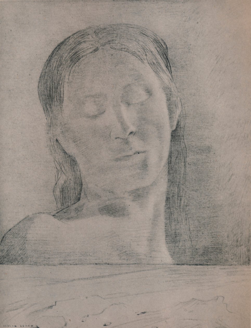 Suljetut silmät, n. 1890, 1946 tekijältä Odilon Redon