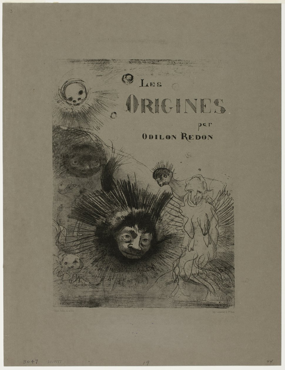 Les Origines -kirjan kansi-etukuva tekijältä Odilon Redon