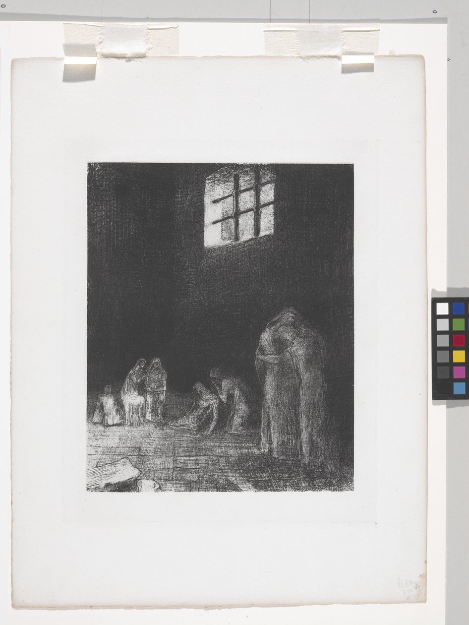 In The Shadow Of People Weep and Pray... (litografia kiinaapplikaatiopaperille) tekijältä Odilon Redon