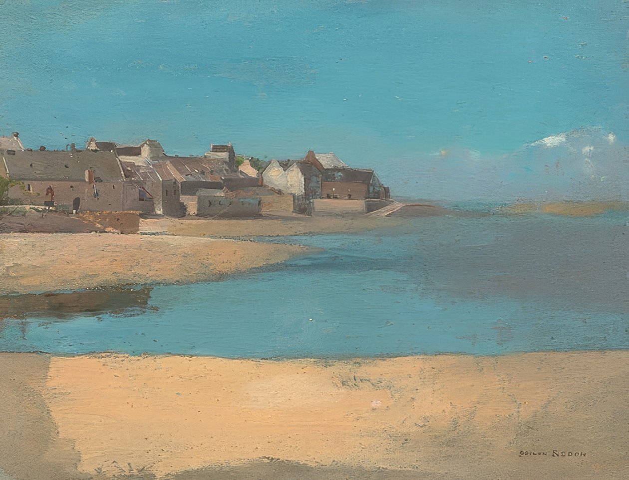 Merenrantakylä, Bretagne. Noin 1880 tekijältä Odilon Redon