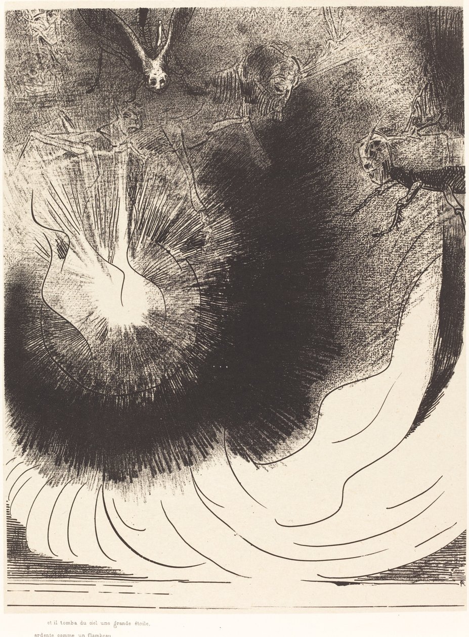 Et il tombe du ciel une grande etoile ardente (Ja taivaasta putosi suuri tähti, joka paloi kuin lamppu) tekijältä Odilon Redon