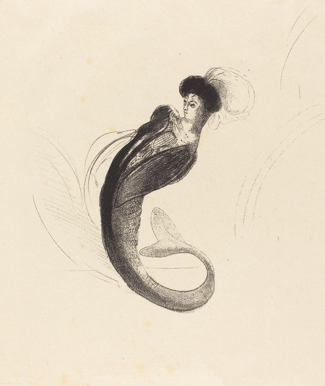 Femme a la torque ornee (nainen, jolla on hattu) tekijältä Odilon Redon