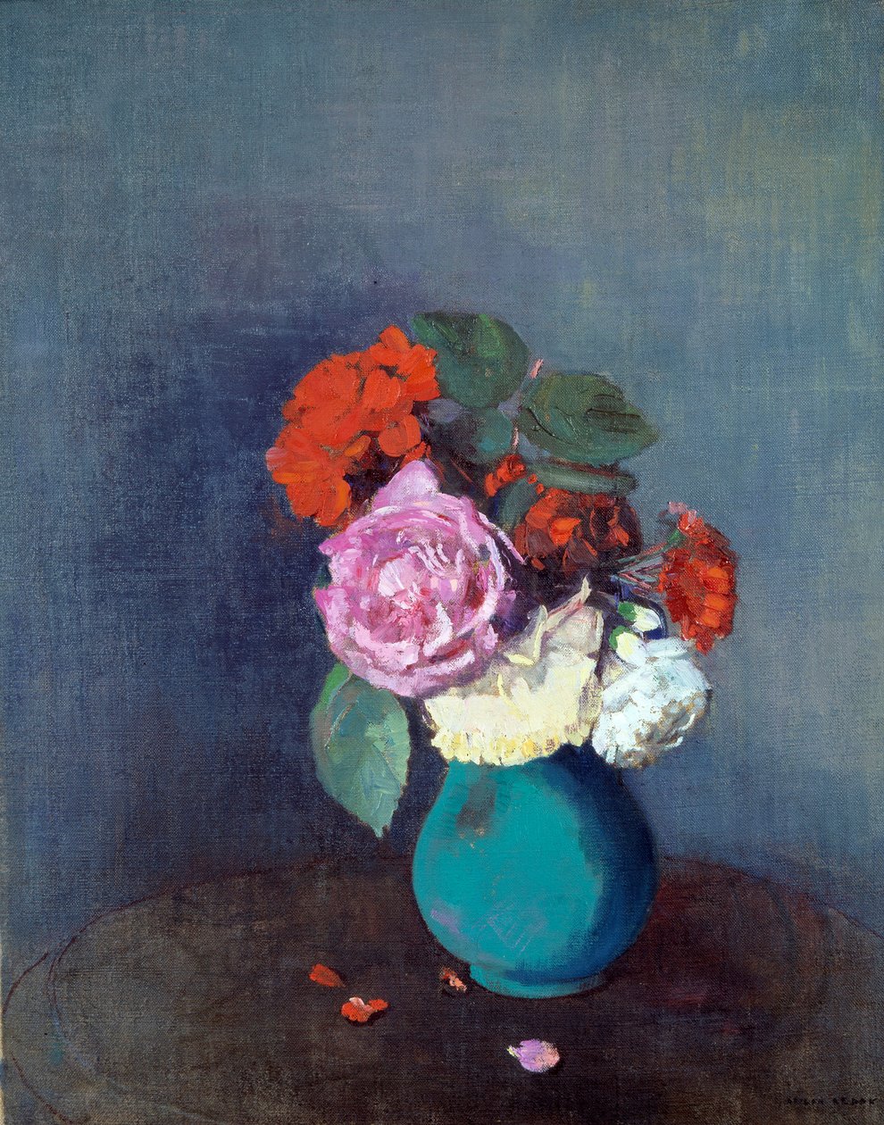 Kukat Kukkakimppu neilikoita. Odilon Redonin (1840-1916) maalaus 1900 su. 0,46x0,38 m Lyon, Musee des Beaux Arts - Kukat - Neilikkakimppu. Odilon Redonin (1840-1916) maalaus tekijältä Odilon Redon