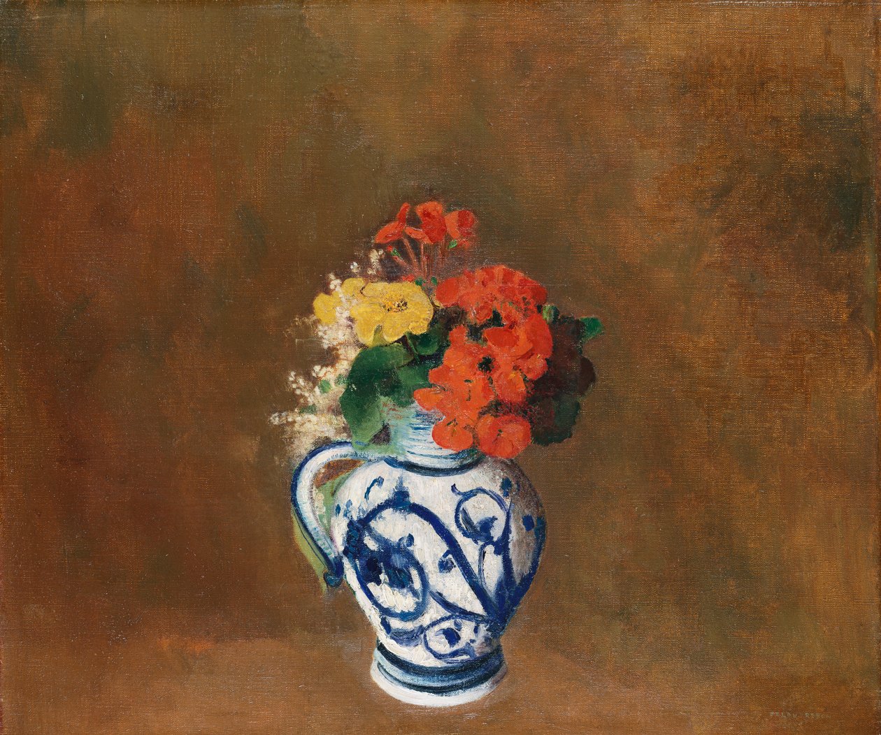 Kukat sinisessä maljakossa, n. 1900 tekijältä Odilon Redon
