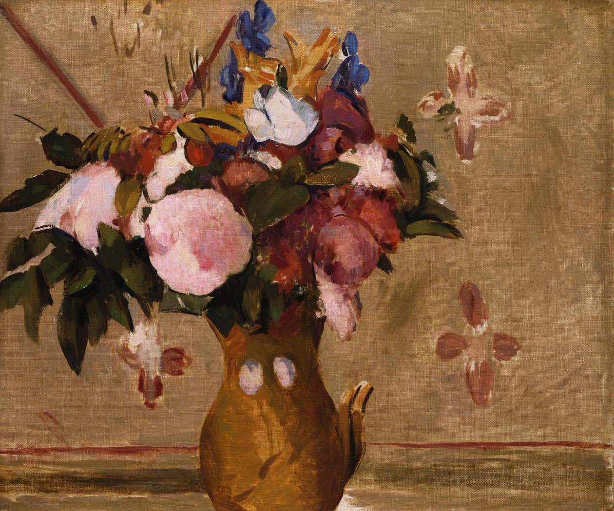 Kukat maljakossa, kopio Cezannen maalauksesta, n. 1886 tekijältä Odilon Redon