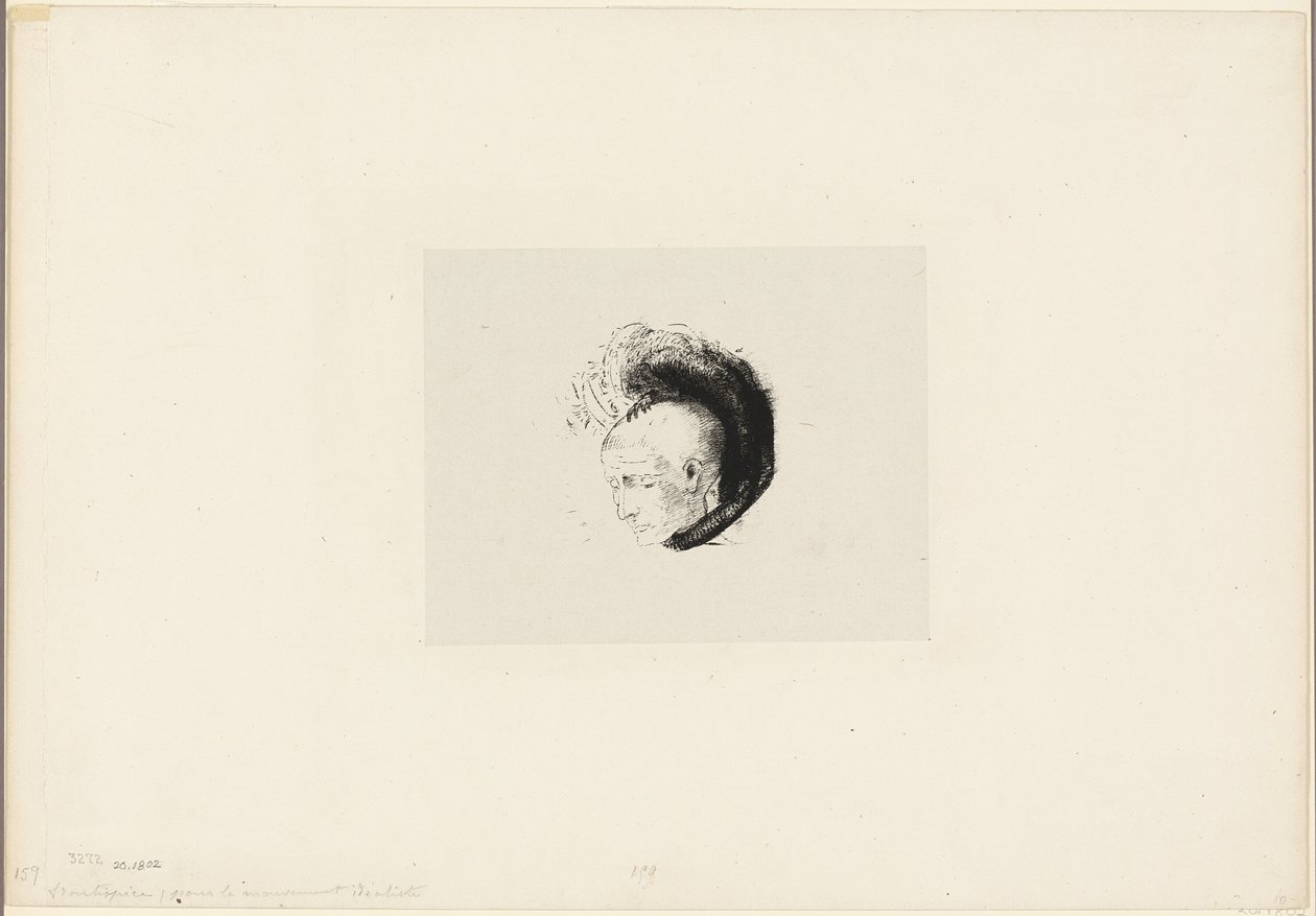 André Mellerion teoksen Le mouvement idéaliste en peinture (Idealistinen liike maalaustaiteessa) etusivun kuva. tekijältä Odilon Redon