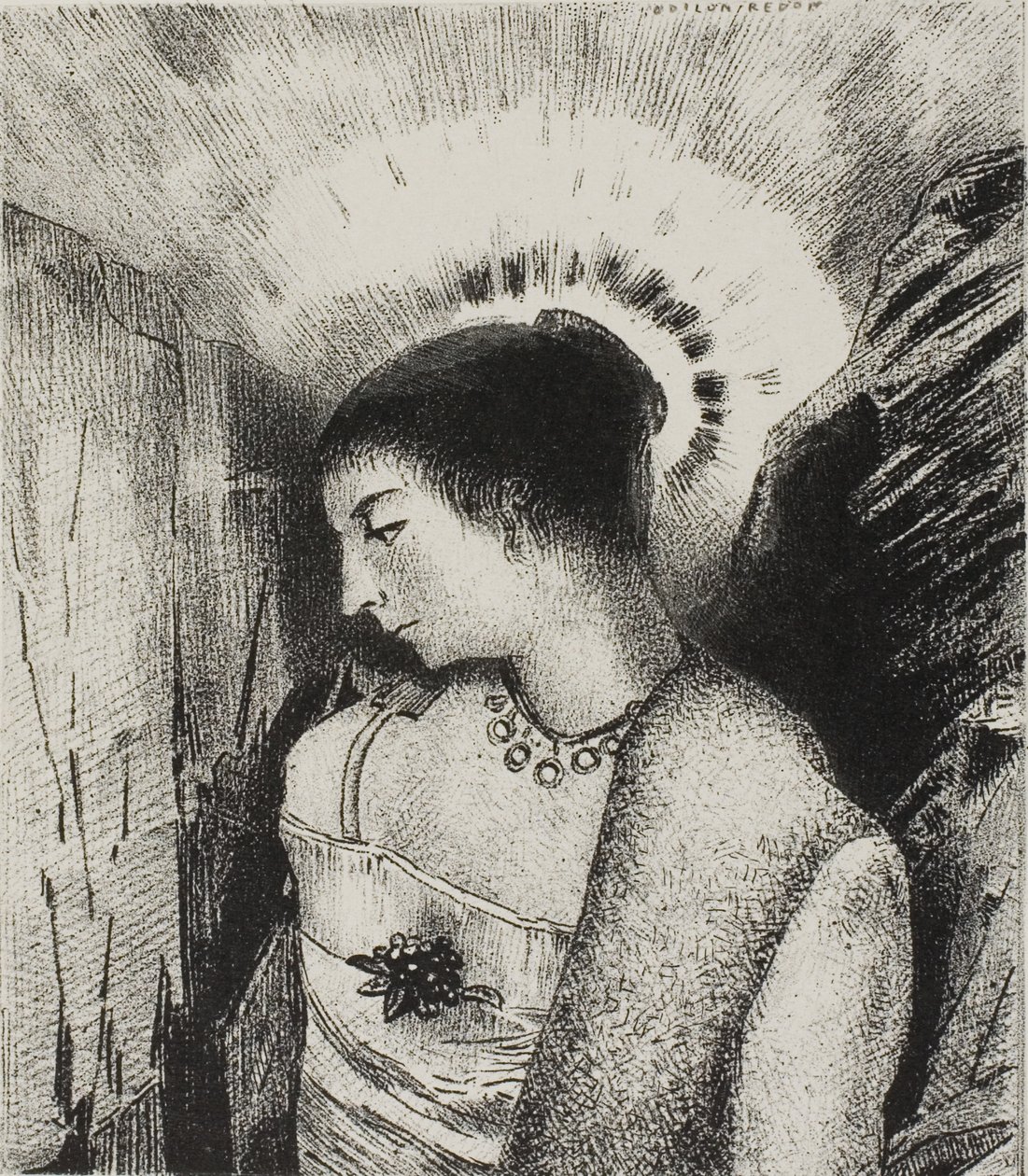 Tässä on hyvä jumalatar, Idean vuorten äiti, levy 15/24 tekijältä Odilon Redon