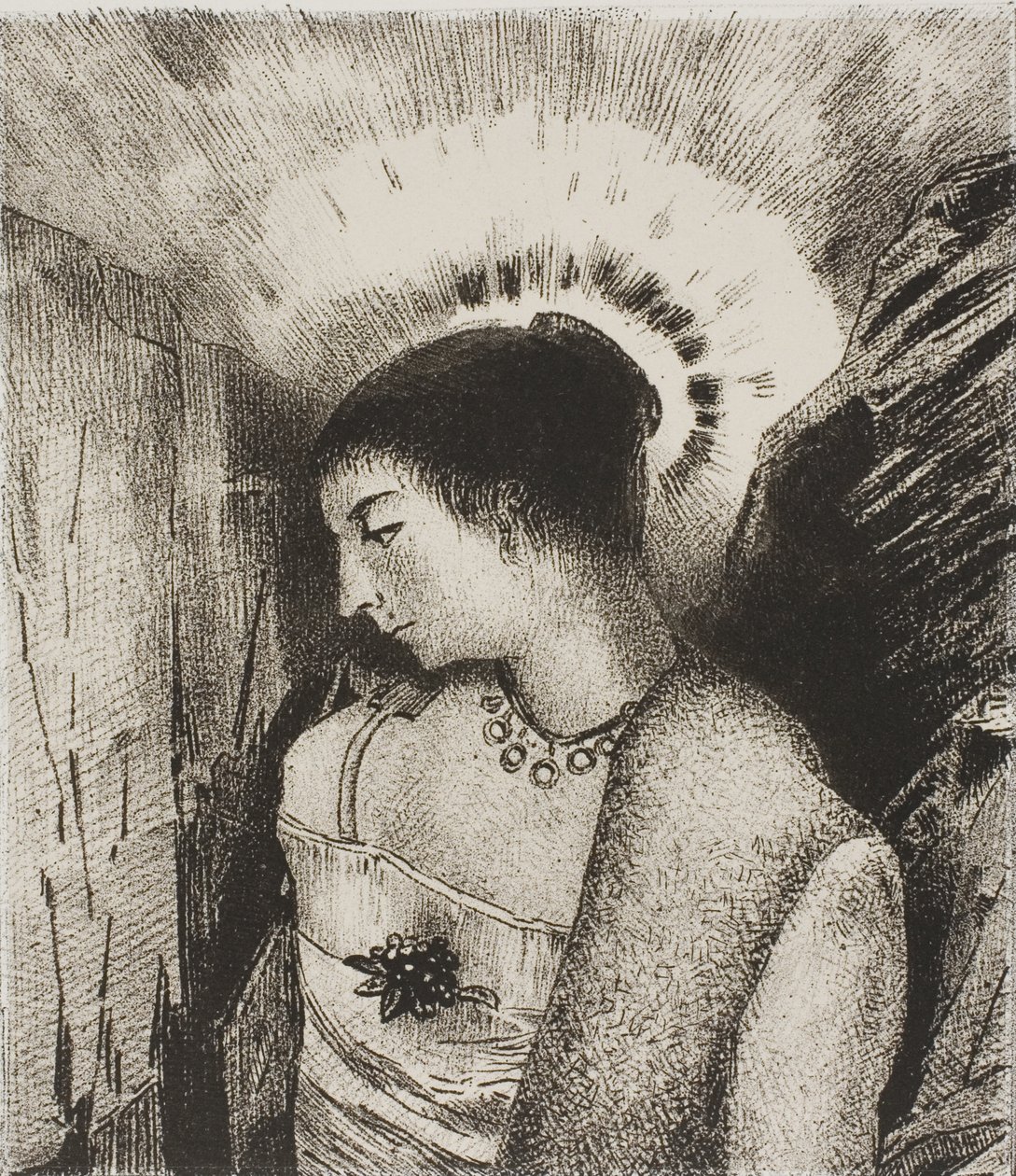 Tässä on hyvä jumalatar, Idean vuorten äiti, levy 15/24 tekijältä Odilon Redon