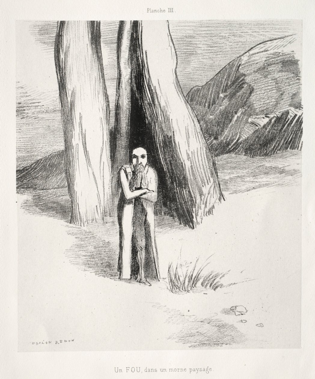 Kunnioitus Goyalle: Hullu surkeassa maisemassa, 1885. tekijältä Odilon Redon