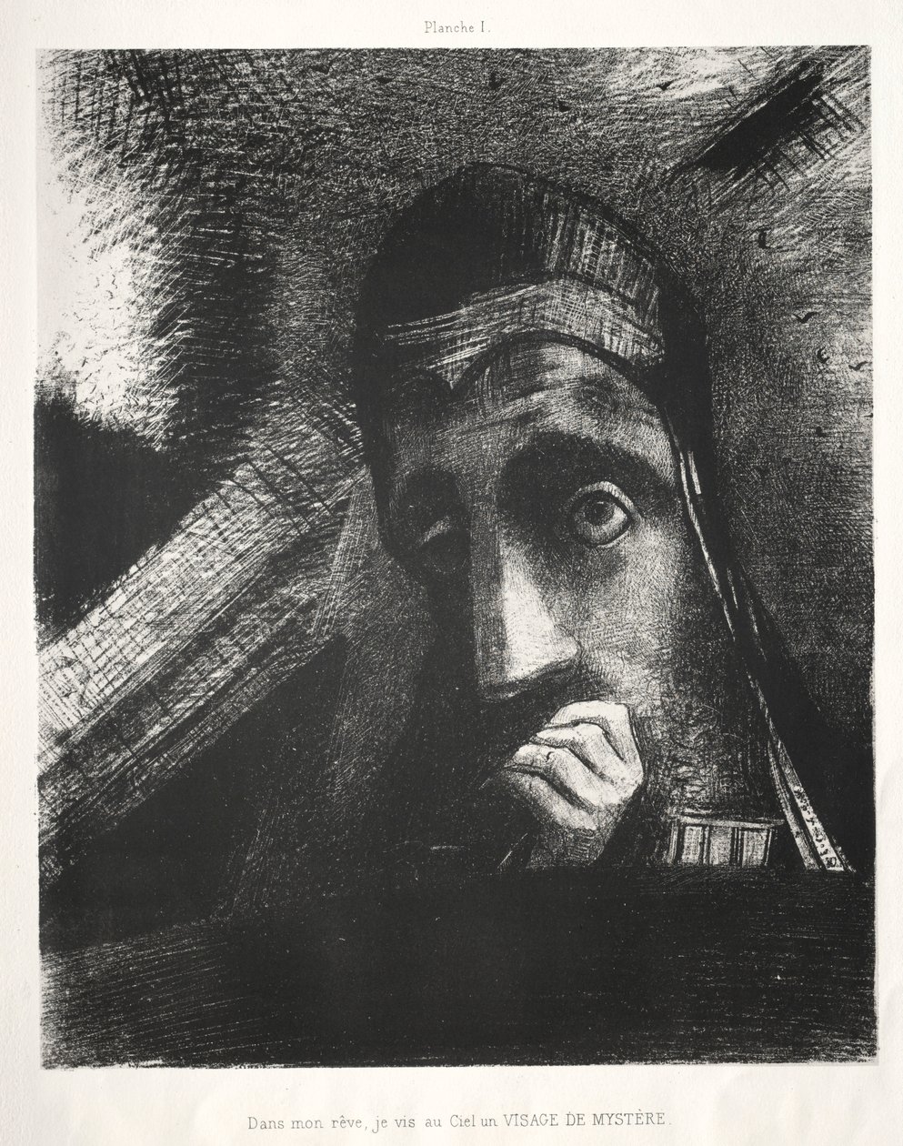 Kunnioitus Goyalle: Unessani näin taivaalla mysteerikasvot, 1885. tekijältä Odilon Redon