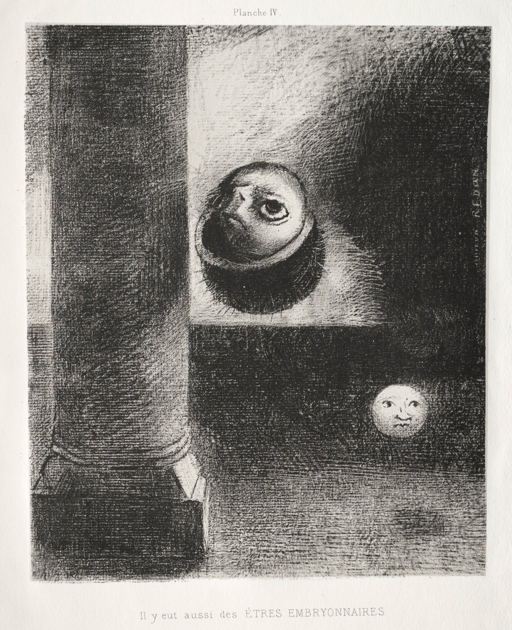 Kunnioitus Goyalle: Siellä oli myös alkioolentoja, 1885. tekijältä Odilon Redon