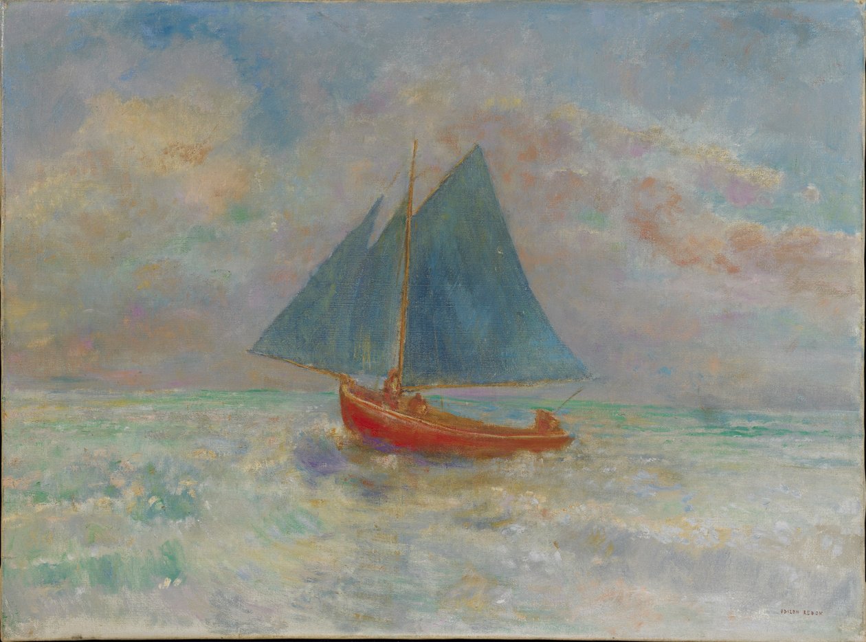 Le Bateau rouge Punainen vene, n. 1910. tekijältä Odilon Redon