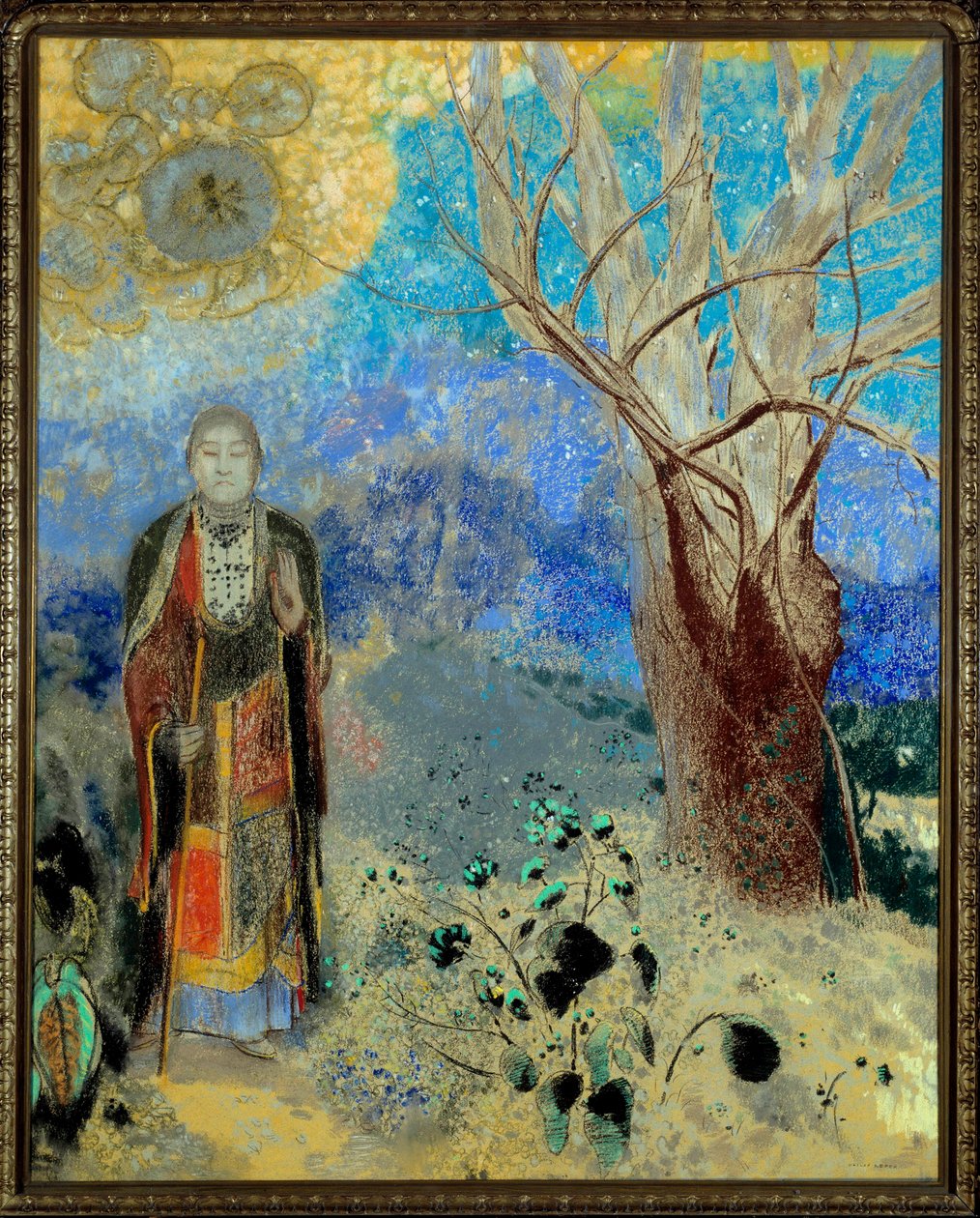 Odilon Redon (1840-1916) Pastelli Buddha 1906-1907. Aurinko. 0,9x0,73 m Pariisi, Orsay-museo tekijältä Odilon Redon