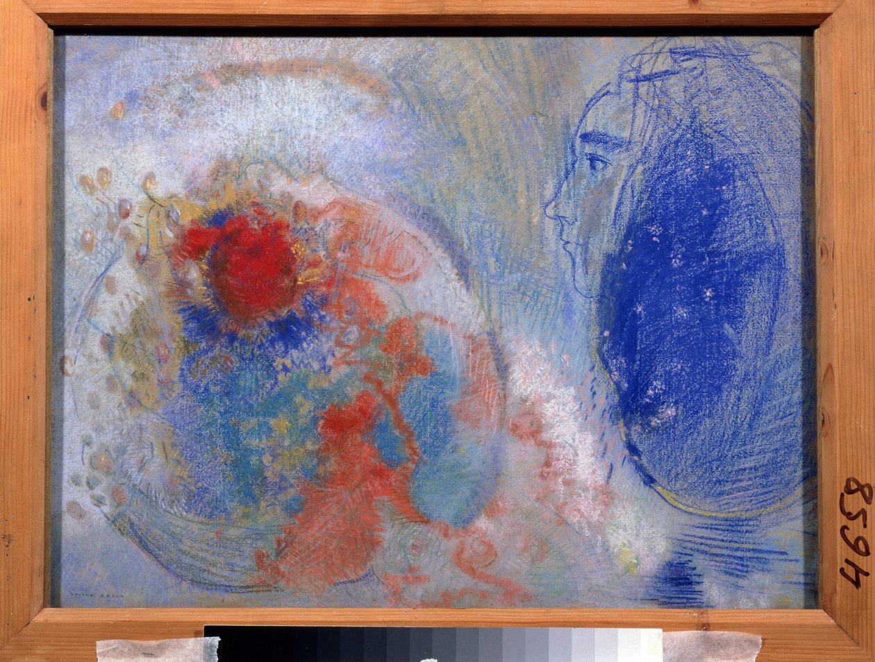 ""Le jour et la nuit"" (Yö ja päivä) Valon ja pimeyden allegoria. Odilon Redonin (1840-1916) pastellimaalaus. Symboliikka. 1908-1911 Koko 47x61 cm Pushkin-museo, Moskova tekijältä Odilon Redon