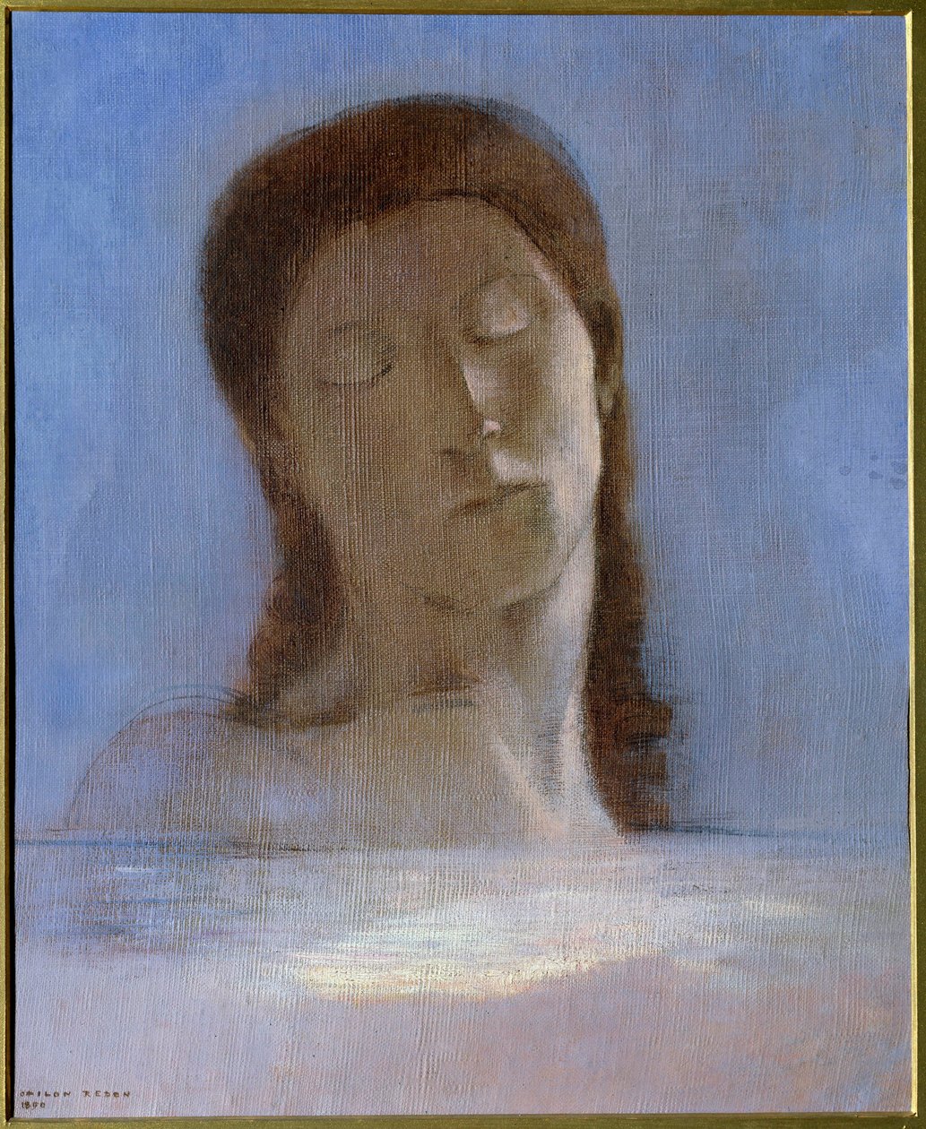 Les yeux clos Odilon Redonin (1840-1916) maalaus 1890 su. 0,44x0,36 m - Musee d