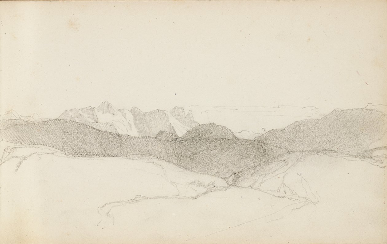 Sivu luonnoskirjasta "Baskimaa", 1862-63 tekijältä Odilon Redon