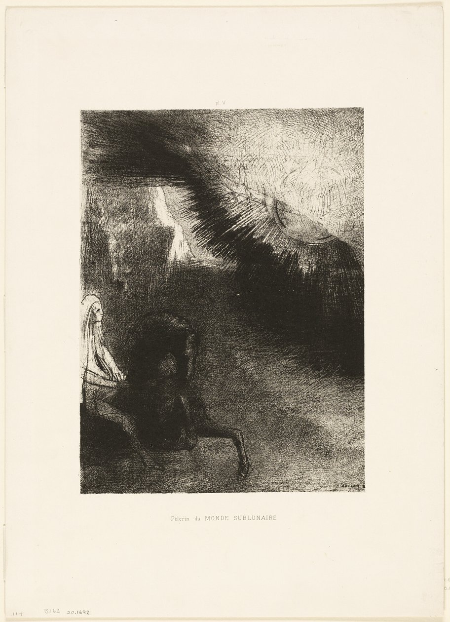 Alkuperäisen maailman pyhiinvaeltaja, levy 5/6 tekijältä Odilon Redon