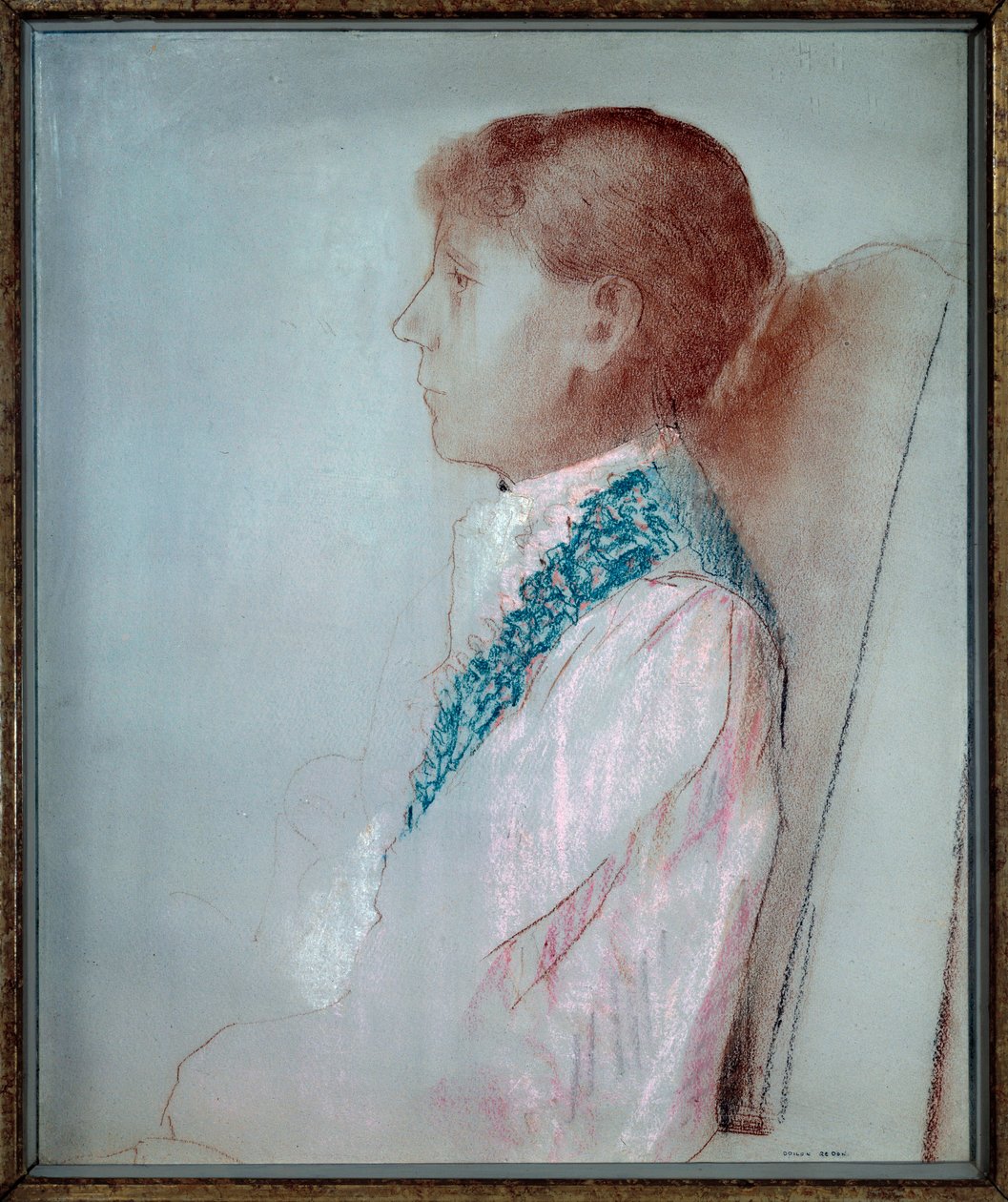 Madame Odilon Redonin (1853-1923) muotokuva "Odilon Redonin (1840-1916) pastellimaalaus 1905 su. 0,44x0,55 m Pariisi, musee d
