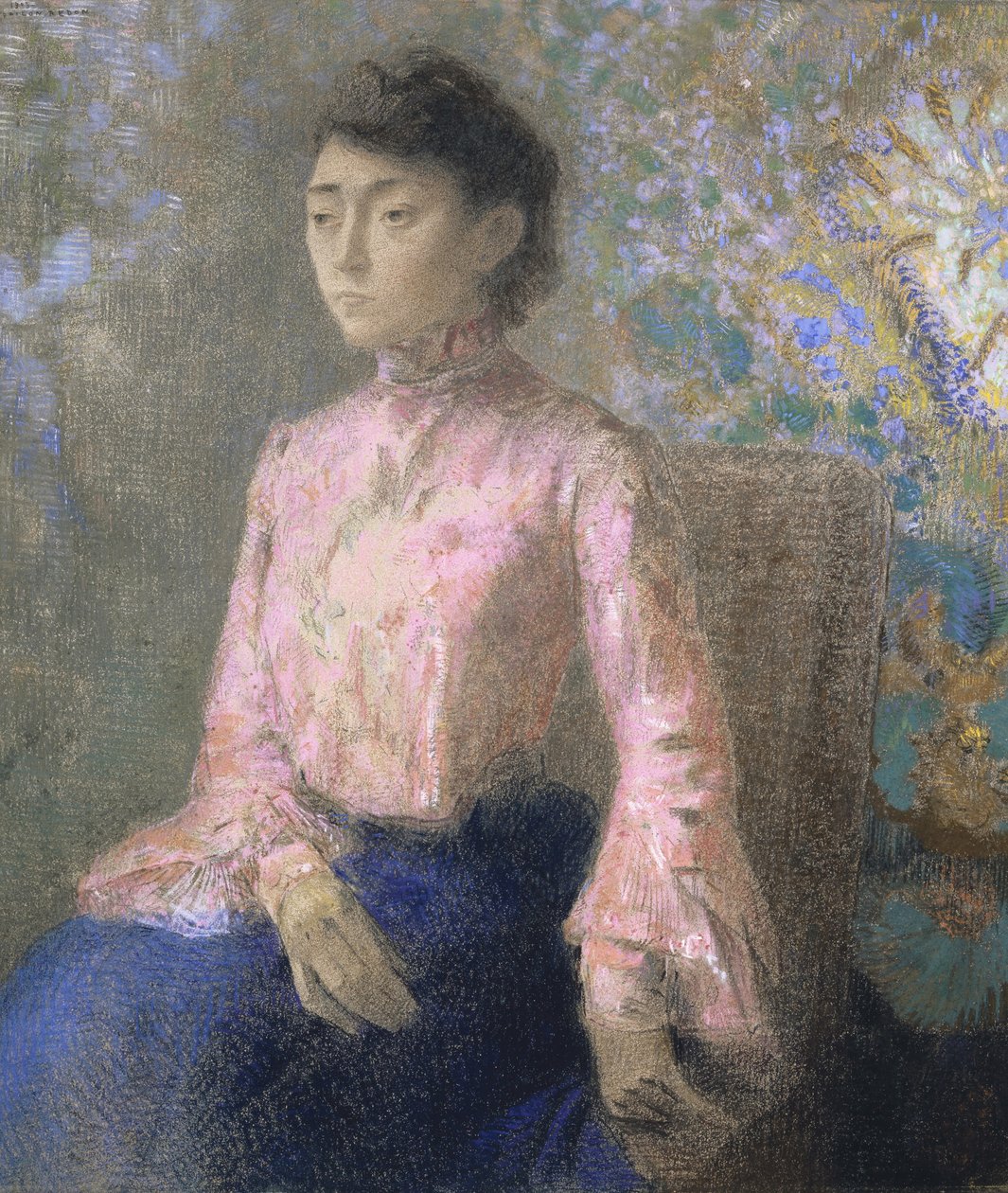 Neiti Jeanne Chaînen muotokuva, 1903 tekijältä Odilon Redon