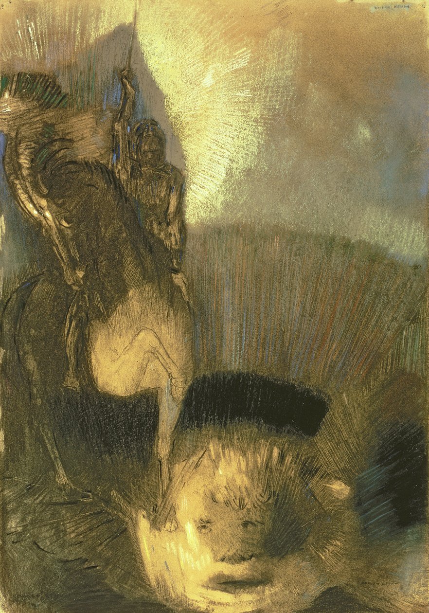 St. George, n. 1905 (pastelli paperille) tekijältä Odilon Redon