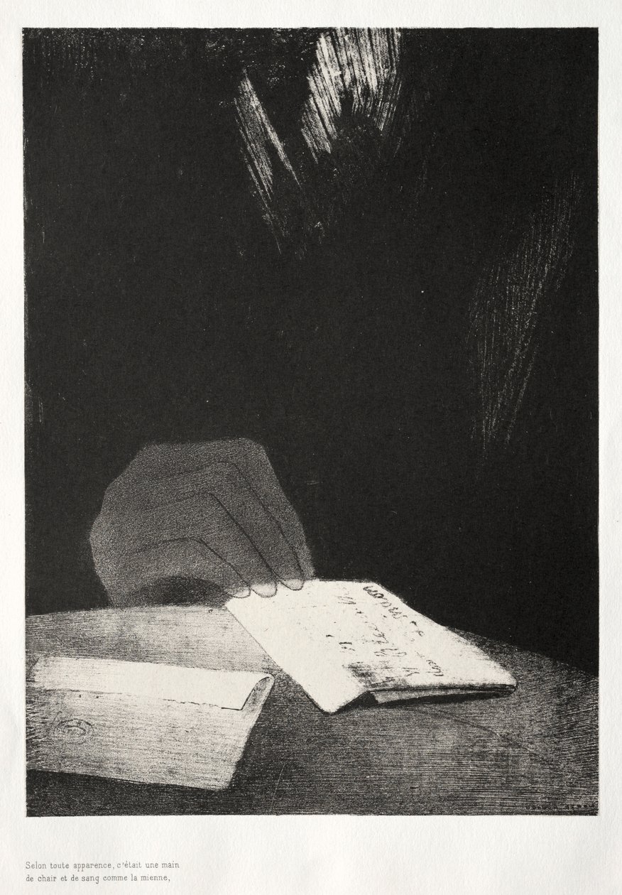 Kummitustalo: Se oli käsi, näennäisesti yhtä paljon lihaa ja verta kuin omani, 1896. tekijältä Odilon Redon