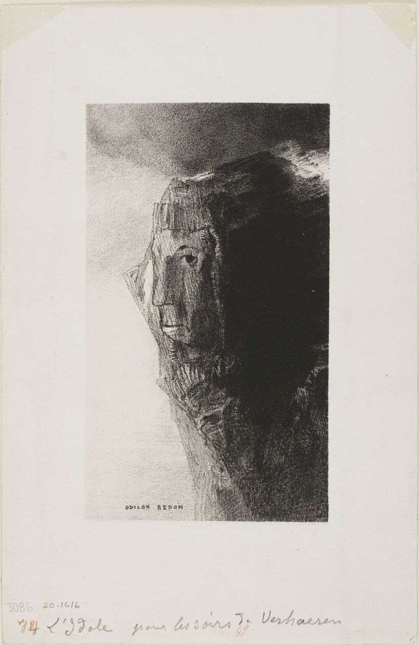 Epäjumala, etukuva Emile Verhaerenin teoksesta Les Soirs. tekijältä Odilon Redon