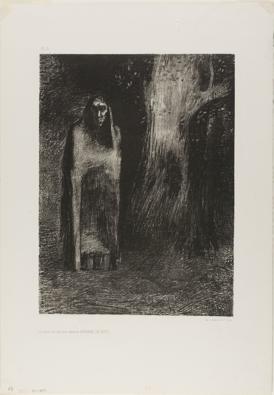 Mies oli yksin yömaisemassa, Yöstä tekijältä Odilon Redon