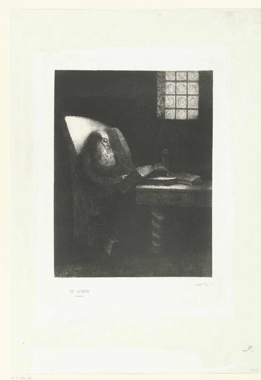 Lukija, 1892 (painettu) tekijältä Odilon Redon