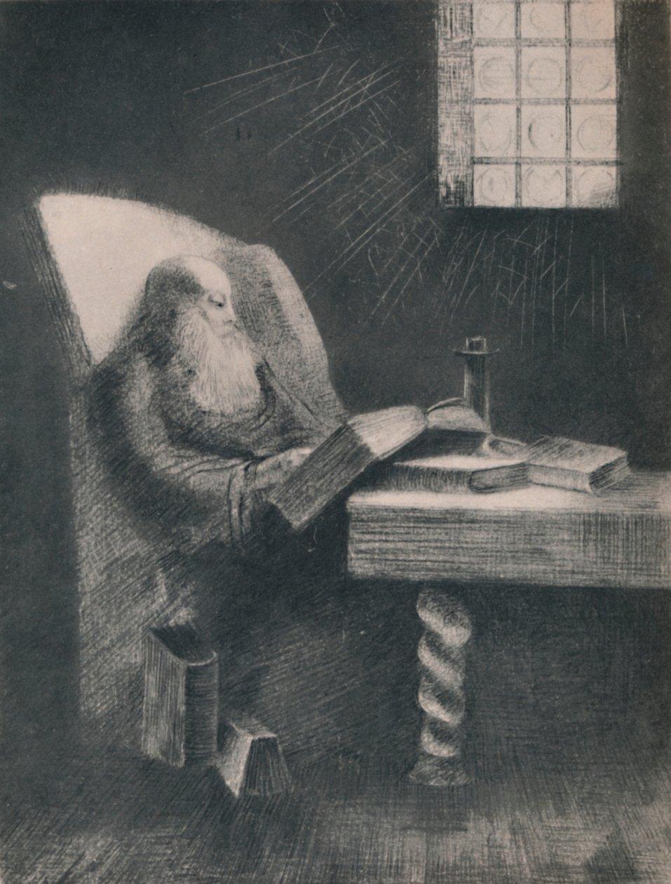 Lukija, n. 1892, 1946 tekijältä Odilon Redon