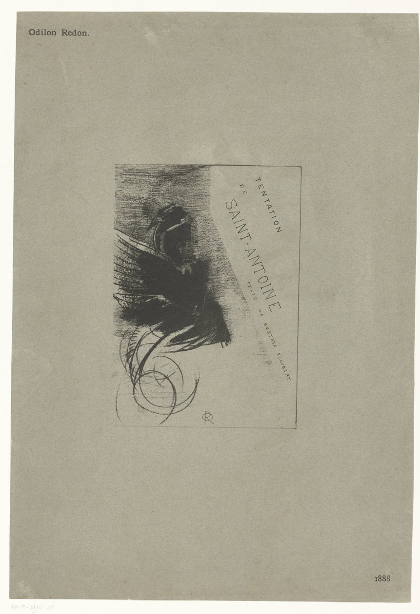 Nimisivu sarjasta, jossa on Pyhän Antoniuksen kiusaus Tentation de Saint-Antione texte de Gustave Flaubert (sarjan nimi esineessä) Temptation of Saint Anthony (sarjan nimi) tekijältä Odilon Redon