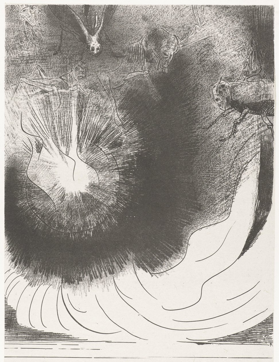Uit de hemel viel een grote ster ja suuri tähti putosi taivaalta palaen kuin soihtu (otsikko esineessä) Apocalypse of Saint John (sarjan nimi) Openbaring van Johannes (sarjan nimi) tekijältä Odilon Redon