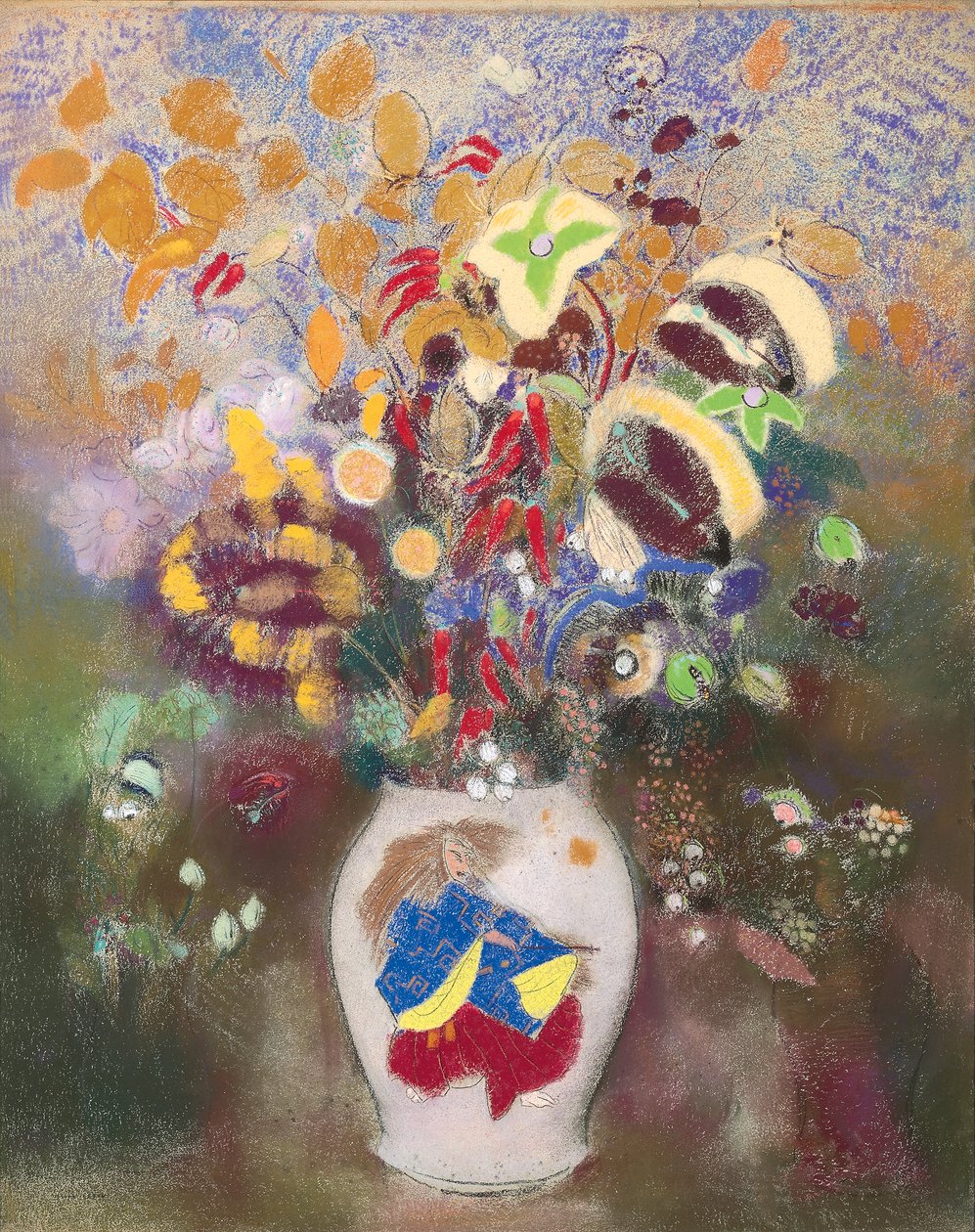 Maljakko japanilaisella soturilla, 1905-1908 tekijältä Odilon Redon
