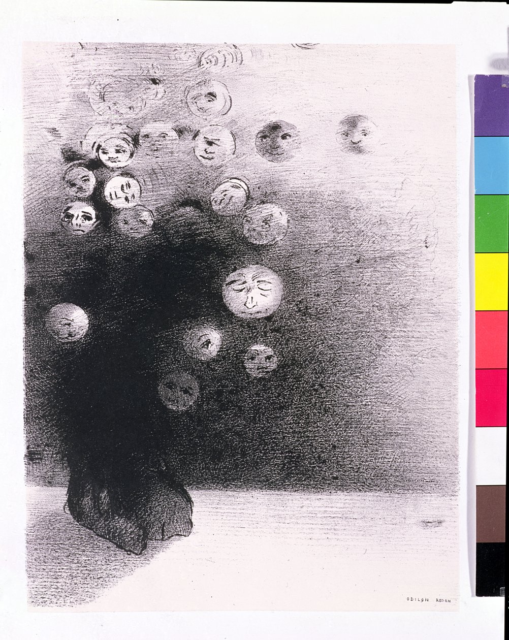 "Miksi ei olisi olemassa näkymätöntä maailmaa...", levy 6 Edmond Picardin teoksesta "Le Jure", 1887 tekijältä Odilon Redon