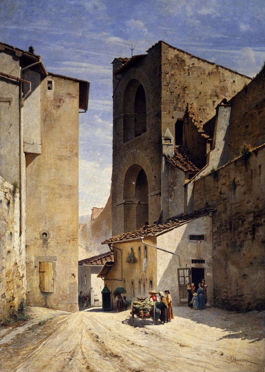 Porta San Niccolo Firenzessä (öljy kankaalle) tekijältä Odoardo Borrani