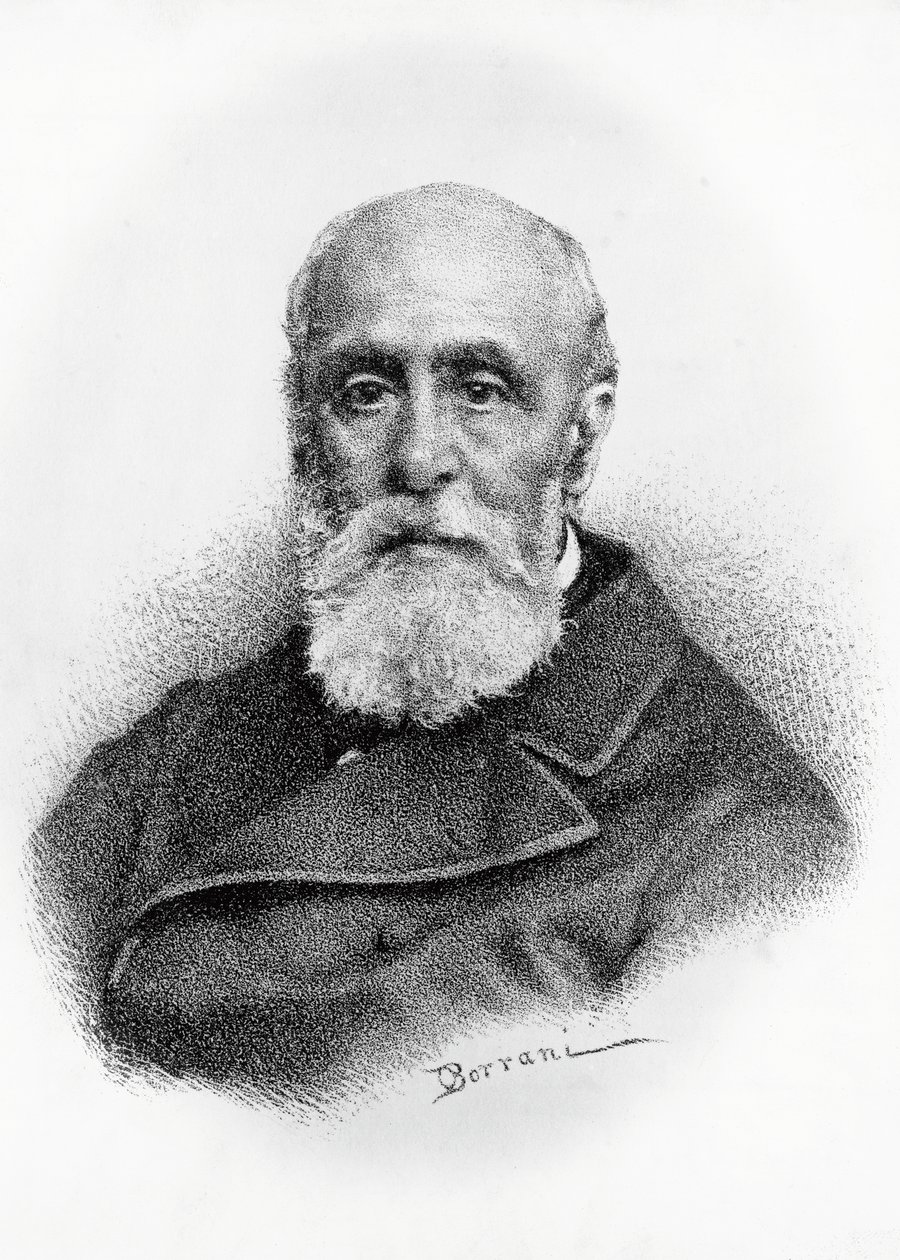 Giovanni Ruffinin (1807-1881), italialaisen runoilijan ja patriootin muotokuva, litografia Odoardo Borranin (1833-1905) piirustuksen mukaan tekijältä Odoardo Borrani
