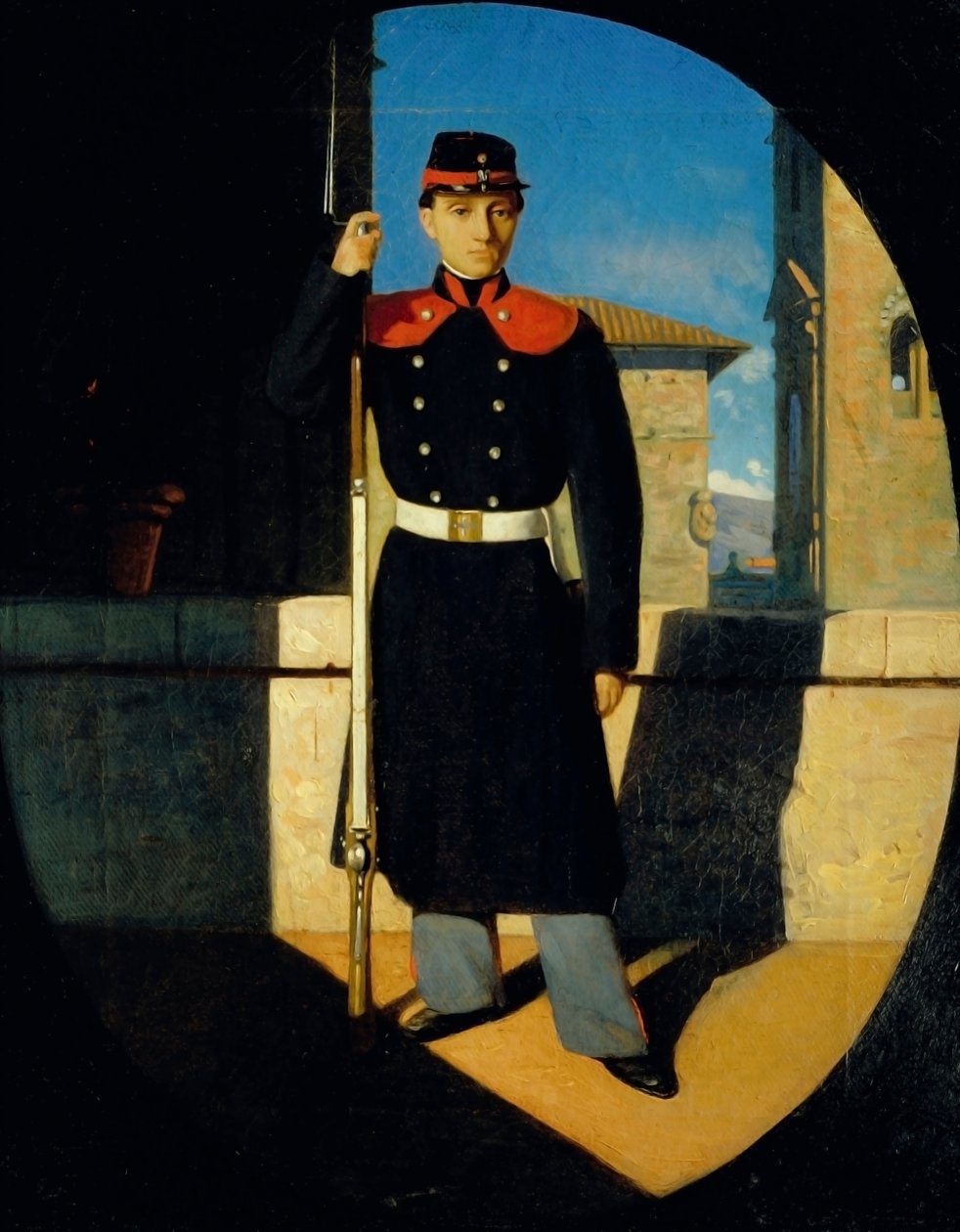 Toscanan kansalliskaartin sotilaat, noin 1860-61 (öljy kankaalle). tekijältä Odoardo Borrani