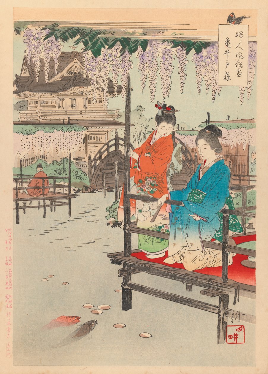 Printti sarjasta Womans Customs and Manners, 1891-92 (puupainatus) tekijältä Ogata Gekko
