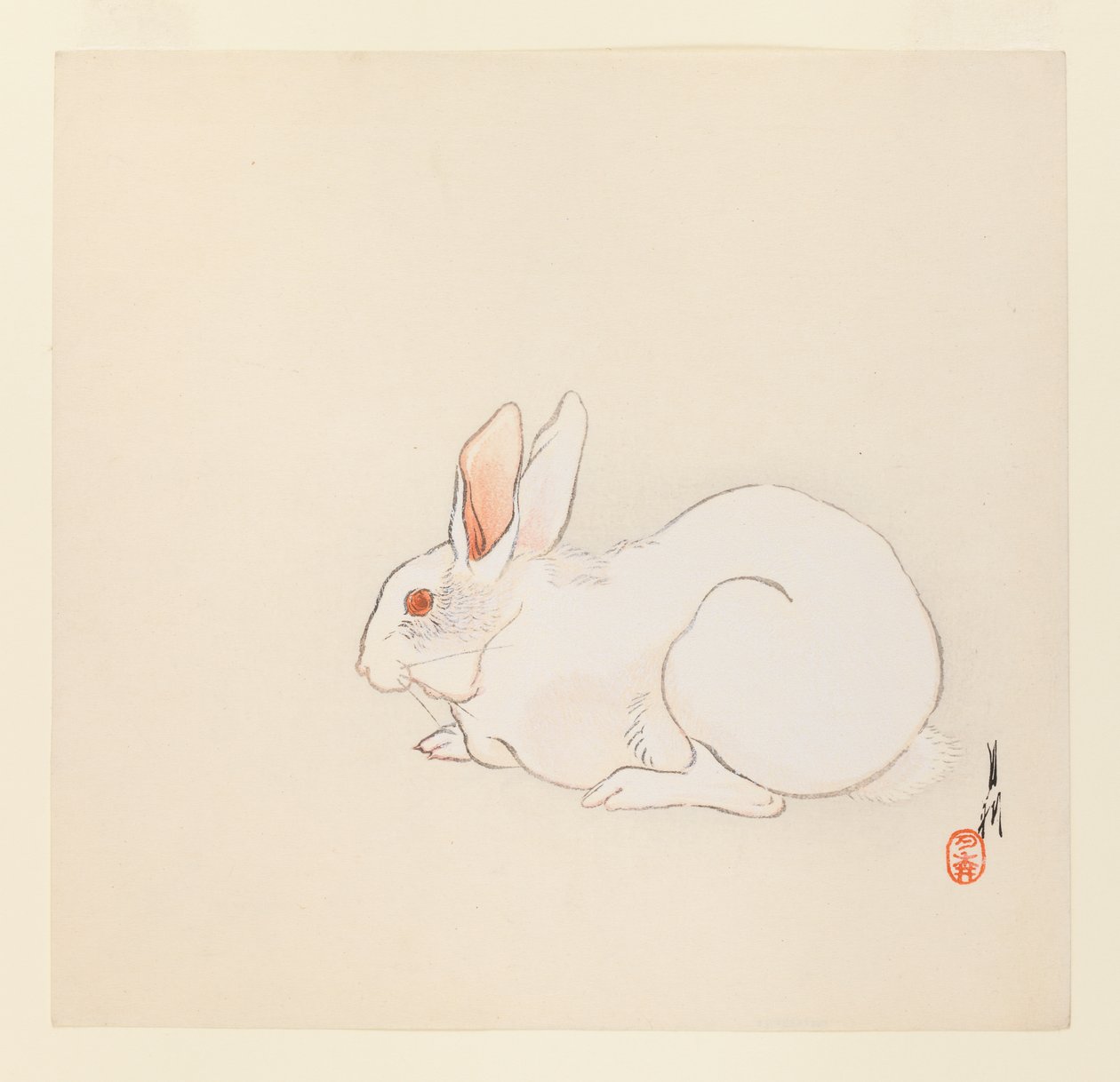 White Rabbit, n. 1890-1910 (puupalikkaväripainatus) tekijältä Ogata Gekko