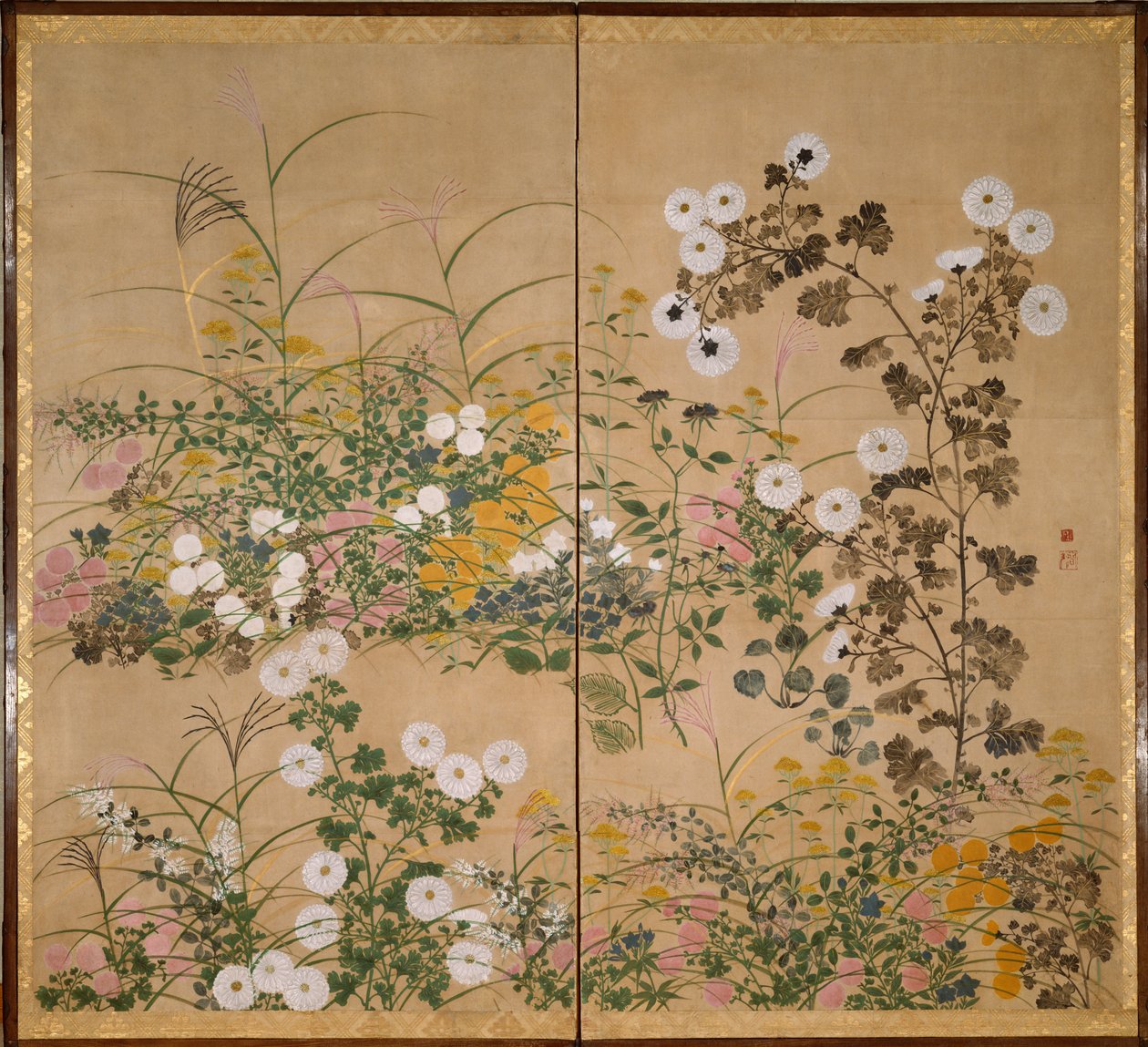 Kukkivat kasvit syksyllä - Korin, Ogata (1658-1716) - 1700-luku - Vesiväri ja muste paperille - 154x173 - Suntory Museum of Art tekijältä Ogata Korin
