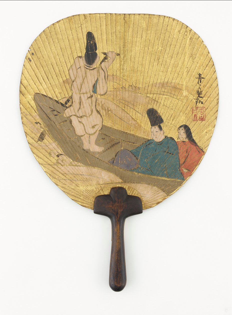 Narihira ylittää Sumida-joen, Edo-kausi, 1600-luvun loppu - 1700-luvun alku. tekijältä Ogata Korin