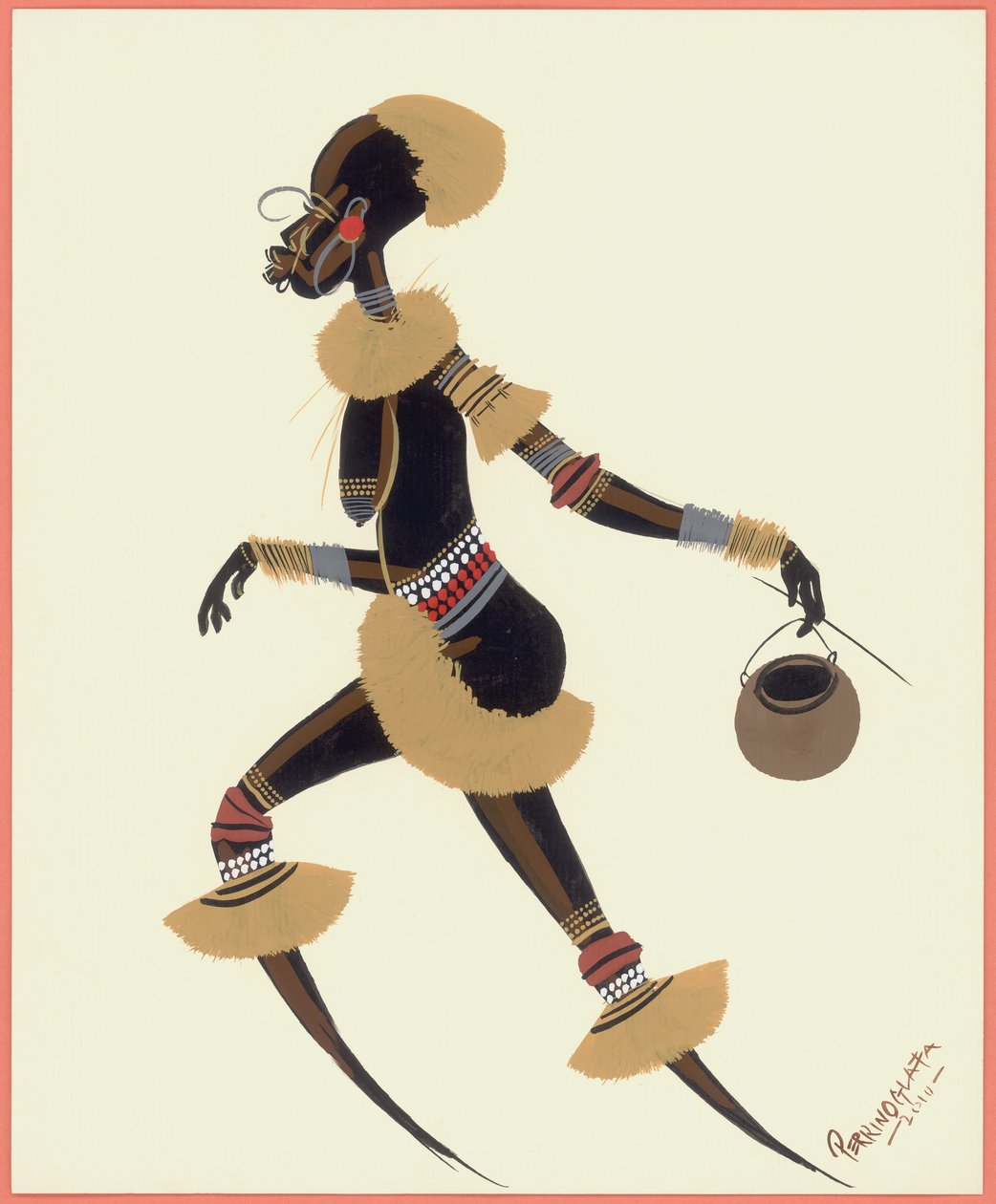Raffia Woman, 2010 (öljy paperille) tekijältä Oglafa Ebitari Perrin