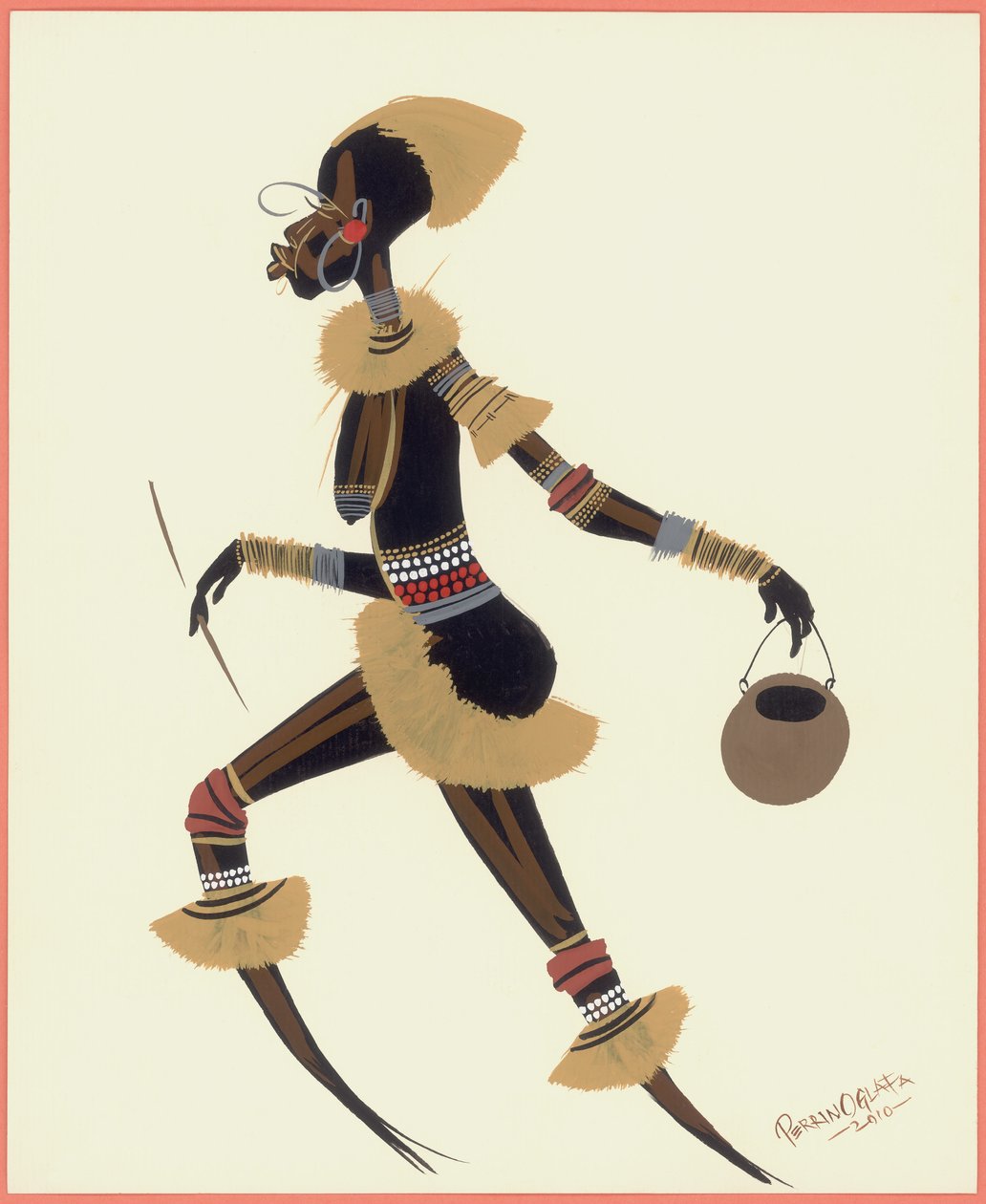 Raffia Woman, 2010 (öljy paperille) tekijältä Oglafa Ebitari Perrin