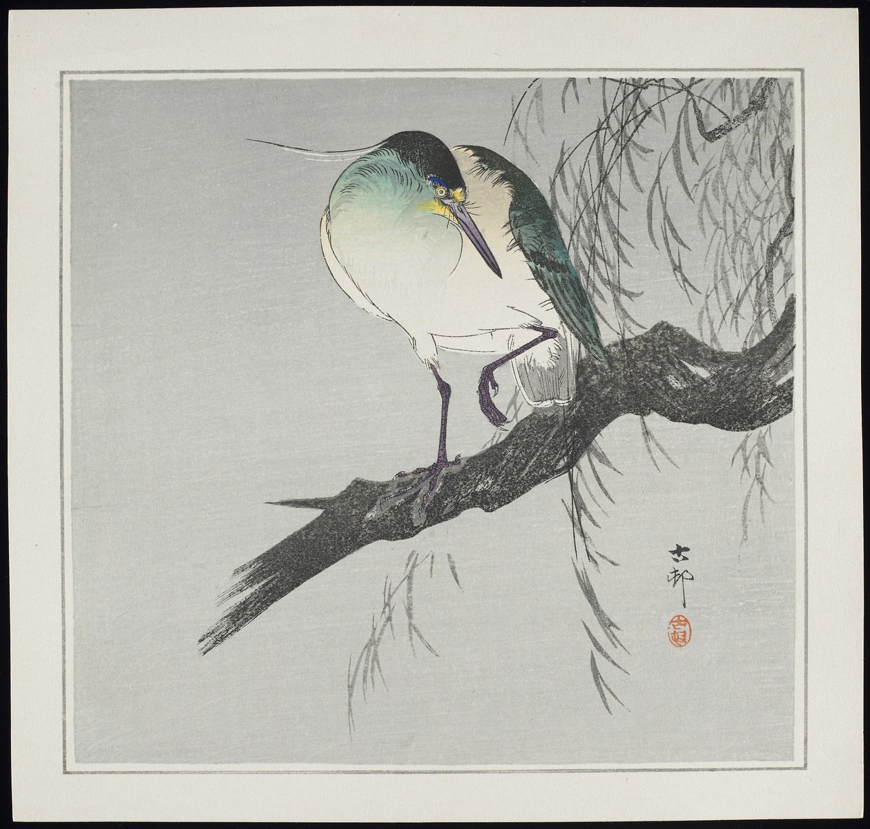 Heron on Branch, ennen vuotta 1912 tekijältä Ohara Koson