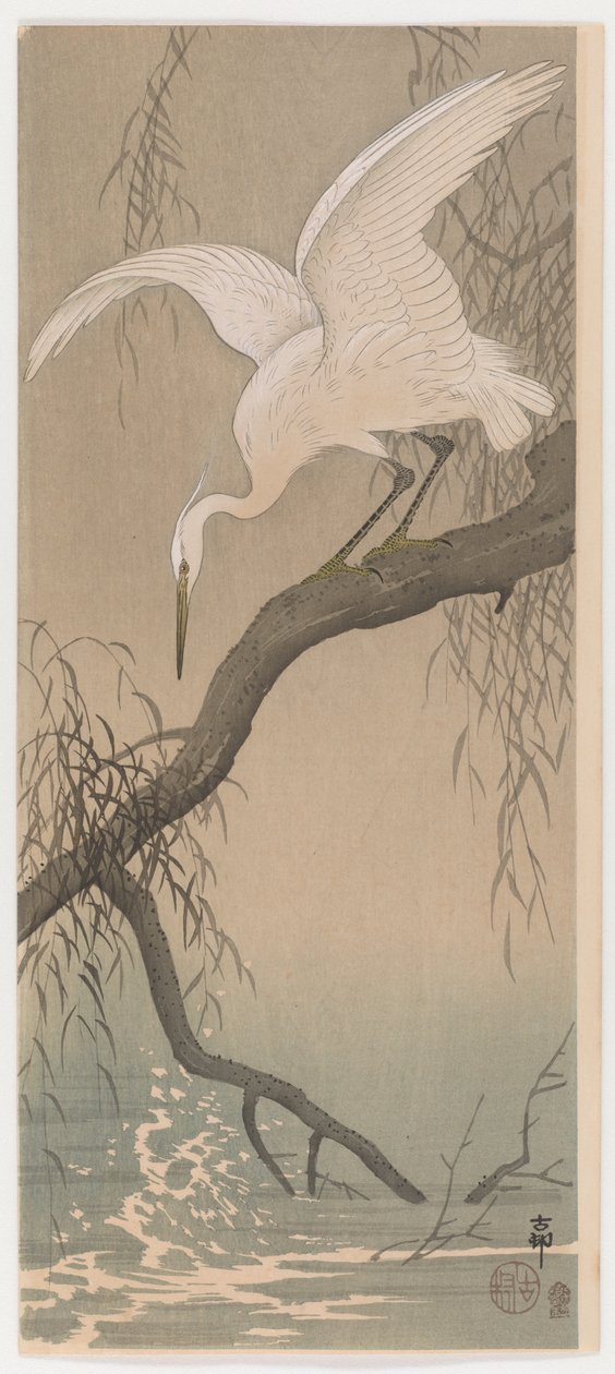 Pikkuhaikara, noin 1910 (värillinen puupiirros) tekijältä Ohara Koson