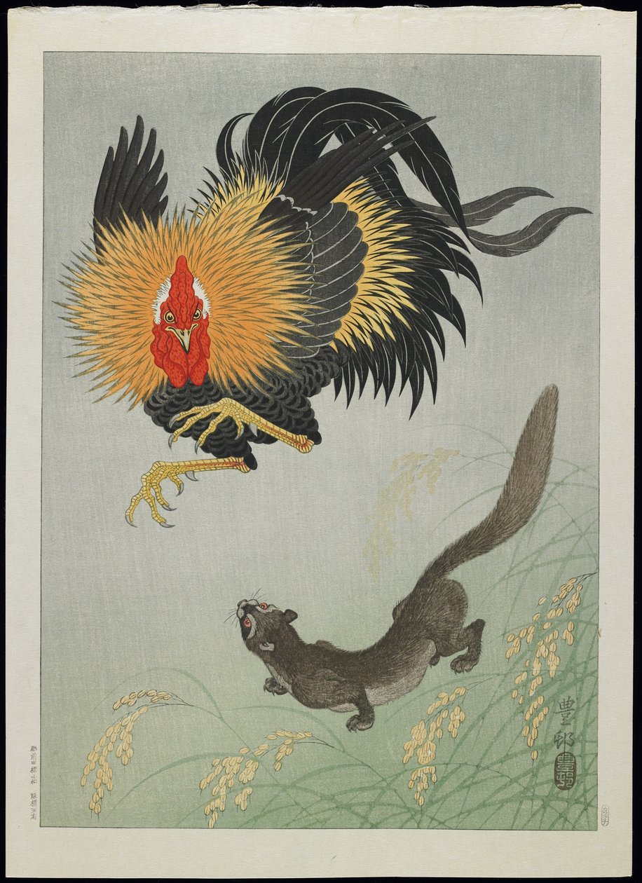 Kukko ja lumikko, 1930-luku tekijältä Ohara Koson